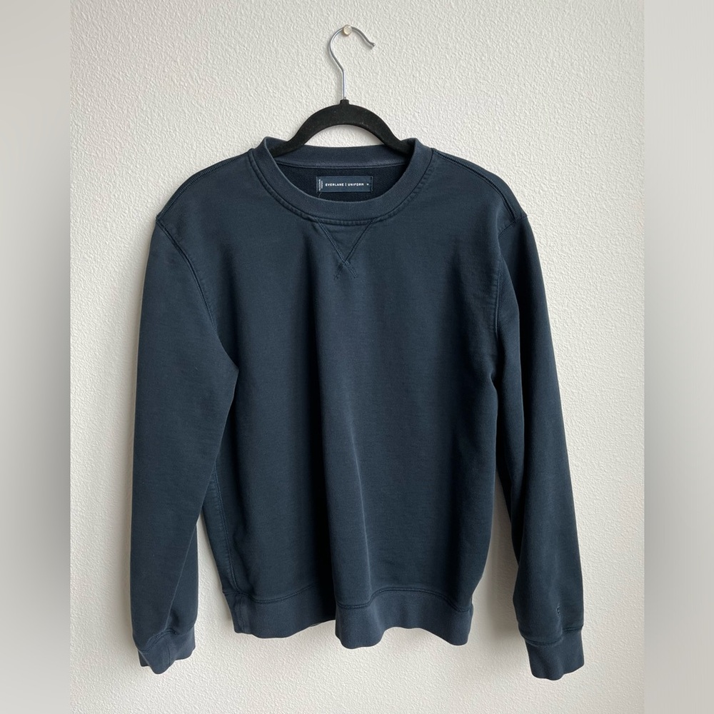 Everlane The French Terry Crew | Uniform Blue Base - Size M